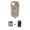 MARSİLYAN™- iPhone 15 Pro Max Kılıf Akış Yansıma - Siyah 3D Antistatik Hayalet Cam Ekran Koruyucu + PVD Metal Kamera Lens - GS