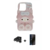 MARSİLYAN™- iPhone 15 Pro Max Kılıf Akış Yansıma - Siyah 3D Antistatik Hayalet Cam Ekran Koruyucu + Raze Metal Kamera Lens - GS