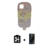 MARSİLYAN™- iPhone 15 Pro Max Kılıf Akış Yansıma - Siyah 3D Antistatik Hayalet Cam Ekran Koruyucu + PVD Metal Kamera Lens - TU