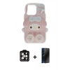MARSİLYAN™- iPhone 15 Pro Max Kılıf Akış Yansıma - Siyah 3D Antistatik Hayalet Cam Ekran Koruyucu + PVD Metal Kamera Lens - TU