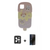 MARSİLYAN™- iPhone 15 Pro Max Kılıf Akış Yansıma - Siyah 3D Antistatik Hayalet Cam Ekran Koruyucu + PVD Metal Kamera Lens - SH