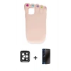 MARSİLYAN™- iPhone 15 Pro Max Kılıf Akış Yansıma - Siyah 3D Antistatik Hayalet Cam Ekran Koruyucu + PVD Metal Kamera Lens - SH