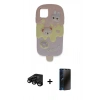 MARSİLYAN™- iPhone 15 Pro Max Kılıf Akış Yansıma - Siyah 3D Antistatik Hayalet Cam Ekran Koruyucu + Raze Metal Kamera Lens - SH