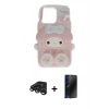 MARSİLYAN™- iPhone 15 Pro Max Kılıf Akış Yansıma - Siyah 3D Antistatik Hayalet Cam Ekran Koruyucu + Raze Metal Kamera Lens - TMGI