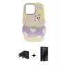 MARSİLYAN™- iPhone 15 Pro Max Kılıf Akış Yansıma - Siyah 3D Antistatik Hayalet Cam Ekran Koruyucu + Raze Metal Kamera Lens - TMGI