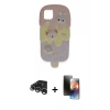 MARSİLYAN™- iPhone 15 Pro Max Kılıf Akış Yansıma - Siyah 3D Antistatik Mat Seramik Nano Ekran Koruyucu + Gümüş Raze Metal Kamera Lens