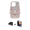 MARSİLYAN™- iPhone 15 Pro Max Kılıf Akış Yansıma - Siyah 3D Antistatik Mat Seramik Nano Ekran Koruyucu + Gümüş Raze Metal Kamera Lens