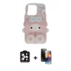 MARSİLYAN™- iPhone 15 Pro Max Kılıf Akış Yansıma - Siyah 3D Antistatik Mat Seramik Nano Ekran Koruyucu + PVD Metal Kamera Lens - TU