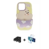 MARSİLYAN™- iPhone 15 Pro Max Kılıf Akış Yansıma - Siyah 3D Antistatik Seramik Nano Ekran Koruyucu + Raze Metal Kamera Lens - TMGI