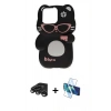 MARSİLYAN™- iPhone 15 Pro Max Kılıf Akış Yansıma - Siyah 3D Antistatik Seramik Nano Ekran Koruyucu + Raze Metal Kamera Lens - TMGI