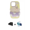 MARSİLYAN™- iPhone 15 Pro Max Kılıf Akış Yansıma - Siyah 3D Antistatik Seramik Nano Ekran Koruyucu + Raze Metal Kamera Lens - SH