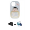 MARSİLYAN™- iPhone 15 Pro Max Kılıf Akış Yansıma - Siyah 3D Antistatik Seramik Nano Ekran Koruyucu + Raze Metal Kamera Lens - SH