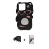 MARSİLYAN™- iPhone 15 Pro Max Kılıf Akış Yansıma - Siyah Bilvis 3D Mat Cam Ekran Koruyucu + Raze Metal Kamera Lens - LT