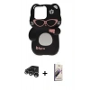 MARSİLYAN™- iPhone 15 Pro Max Kılıf Akış Yansıma - Siyah Bilvis 3D Mat Cam Ekran Koruyucu + Raze Metal Kamera Lens - GS