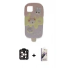 MARSİLYAN™- iPhone 15 Pro Max Kılıf Akış Yansıma - Siyah Bilvis 3D Mat Cam Ekran Koruyucu + PVD Metal Kamera Lens - TU