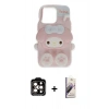 MARSİLYAN™- iPhone 15 Pro Max Kılıf Akış Yansıma - Siyah Bilvis 3D Mat Cam Ekran Koruyucu + PVD Metal Kamera Lens - TU