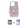 MARSİLYAN™- iPhone 15 Pro Max Kılıf Akış Yansıma - Siyah Bilvis 5in1 3D Magic Cam Ekran Koruyucu + PVD Metal Kamera Lens - GS