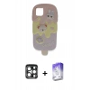 MARSİLYAN™- iPhone 15 Pro Max Kılıf Akış Yansıma - Siyah Bilvis 5in1 3D Magic Cam Ekran Koruyucu + Lacivert PVD Metal Kamera Lens