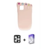 MARSİLYAN™- iPhone 15 Pro Max Kılıf Akış Yansıma - Siyah Bilvis 5in1 3D Magic Cam Ekran Koruyucu + Lacivert PVD Metal Kamera Lens