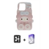 MARSİLYAN™- iPhone 15 Pro Max Kılıf Akış Yansıma - Siyah Bilvis 5in1 3D Magic Cam Ekran Koruyucu + PVD Metal Kamera Lens - SH