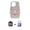 MARSİLYAN™- iPhone 15 Pro Max Kılıf Akış Yansıma - Siyah Bilvis 5in1 5D Magic Hayalet Cam Ekran Koruyucu + PVD Metal Kamera Lens - TU