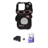 MARSİLYAN™- iPhone 15 Pro Max Kılıf Akış Yansıma - Siyah Bilvis 5in1 5D Magic Hayalet Cam Ekran Koruyucu + Raze Metal Kamera Lens - TMGI