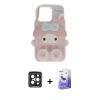 MARSİLYAN™- iPhone 15 Pro Max Kılıf Akış Yansıma - Siyah Bilvis 5in1 5D Magic Hayalet Cam Ekran Koruyucu + PVD Metal Kamera Lens - SH