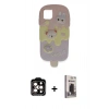 MARSİLYAN™- iPhone 15 Pro Max Kılıf Akış Yansıma - Siyah Bilvis Hayalet Cam Ekran Koruyucu + Turuncu PVD Metal Kamera Lens