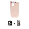 MARSİLYAN™- iPhone 15 Pro Max Kılıf Akış Yansıma - Siyah Bilvis Hayalet Cam Ekran Koruyucu + Turuncu PVD Metal Kamera Lens