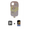 MARSİLYAN™- iPhone 15 Pro Max Kılıf Akış Yansıma - Siyah Buffer Hayalet Cam Ekran Koruyucu + Gri PVD Metal Kamera Lens