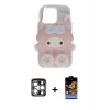MARSİLYAN™- iPhone 15 Pro Max Kılıf Akış Yansıma - Siyah Buffer Hayalet Cam Ekran Koruyucu + PVD Metal Kamera Lens - GS
