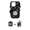 MARSİLYAN™- iPhone 15 Pro Max Kılıf Akış Yansıma - Siyah Vanessa Magic Cam + PVD Metal Kamera Lens - TU