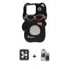MARSİLYAN™- iPhone 15 Pro Max Kılıf Akış Yansıma - Siyah Vanessa Magic Hayalet Cam + PVD Metal Kamera Lens - SH