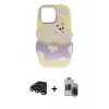 MARSİLYAN™- iPhone 15 Pro Max Kılıf Akış Yansıma - Siyah Vanessa Magic Hayalet Cam + Raze Metal Kamera Lens - TMGI