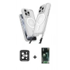 MARSİLYAN™- iPhone 15 Pro Max Kılıf Atlas Doku Koleksiyonu - Şeffaf 360 Full Body Arka Koruyucu + PVD Metal Kamera Lens - SH