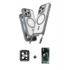MARSİLYAN™- iPhone 15 Pro Max Kılıf Atlas Doku Koleksiyonu - Şeffaf 360 Full Body Arka Koruyucu + PVD Metal Kamera Lens - SH