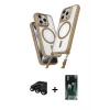 MARSİLYAN™- iPhone 15 Pro Max Kılıf Atlas Doku Koleksiyonu - Siyah 360 Mat Full Body Arka Koruyucu + Raze Metal Kamera Lens - SH