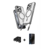 MARSİLYAN™- iPhone 15 Pro Max Kılıf Atlas Doku Koleksiyonu - Siyah 3D Antistatik Hayalet Cam Ekran Koruyucu + Raze Metal Kamera Lens - TMGI