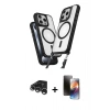 MARSİLYAN™- iPhone 15 Pro Max Kılıf Atlas Doku Koleksiyonu - Siyah 3D Antistatik Mat Seramik Nano Ekran Koruyucu + Raze Metal Kamera Lens - GS