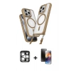 MARSİLYAN™- iPhone 15 Pro Max Kılıf Atlas Doku Koleksiyonu - Siyah 3D Antistatik Mat Seramik Nano Ekran Koruyucu + PVD Metal Kamera Lens - GS