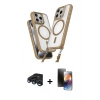 MARSİLYAN™- iPhone 15 Pro Max Kılıf Atlas Doku Koleksiyonu - Siyah 3D Antistatik Mat Seramik Nano Ekran Koruyucu + Raze Metal Kamera Lens - LT