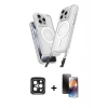 MARSİLYAN™- iPhone 15 Pro Max Kılıf Atlas Doku Koleksiyonu - Siyah 3D Antistatik Mat Seramik Nano Ekran Koruyucu + Siyah PVD Metal Kamera Lens