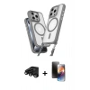 MARSİLYAN™- iPhone 15 Pro Max Kılıf Atlas Doku Koleksiyonu - Siyah 3D Antistatik Mat Seramik Nano Ekran Koruyucu + Raze Metal Kamera Lens - SH