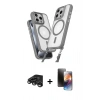 MARSİLYAN™- iPhone 15 Pro Max Kılıf Atlas Doku Koleksiyonu - Siyah 3D Antistatik Mat Seramik Nano Ekran Koruyucu + Raze Metal Kamera Lens - TMGI