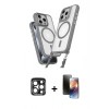 MARSİLYAN™- iPhone 15 Pro Max Kılıf Atlas Doku Koleksiyonu - Siyah 3D Antistatik Mat Seramik Nano Ekran Koruyucu + PVD Metal Kamera Lens - LT