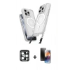 MARSİLYAN™- iPhone 15 Pro Max Kılıf Atlas Doku Koleksiyonu - Siyah 3D Antistatik Mat Seramik Nano Ekran Koruyucu + PVD Metal Kamera Lens - LT