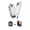 MARSİLYAN™- iPhone 15 Pro Max Kılıf Atlas Doku Koleksiyonu - Siyah 3D Antistatik Mat Seramik Nano Ekran Koruyucu + PVD Metal Kamera Lens - TU