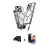 MARSİLYAN™- iPhone 15 Pro Max Kılıf Atlas Doku Koleksiyonu - Siyah 3D Antistatik Mat Seramik Nano Ekran Koruyucu + Raze Metal Kamera Lens - LT