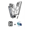 MARSİLYAN™- iPhone 15 Pro Max Kılıf Atlas Doku Koleksiyonu - Siyah 3D Antistatik Seramik Nano Ekran Koruyucu + PVD Metal Kamera Lens - LT