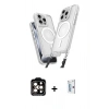 MARSİLYAN™- iPhone 15 Pro Max Kılıf Atlas Doku Koleksiyonu - Siyah Bilvis 0.18mm Plus Cam Ekran Koruyucu + Turuncu PVD Metal Kamera Lens